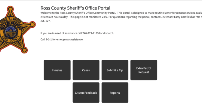 Ross Sheriff Adds Info Portal For Public Use