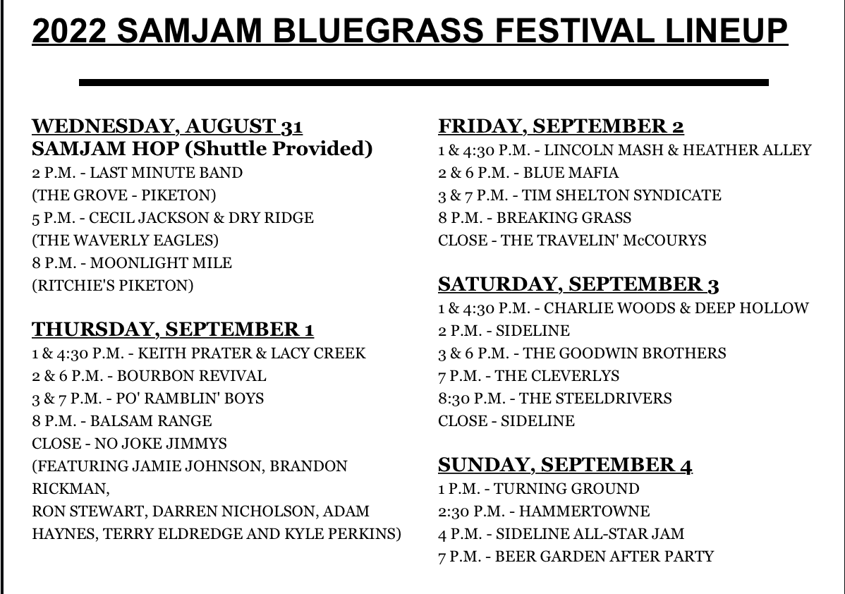 2022 SamJam Bluegrass Festival Coming to Pike County Fairgrounds