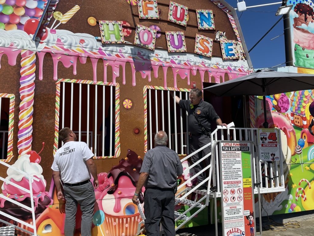 State inspectors reinforce public confidence with safety inspections of buildings, vendors and stuffed toys at the Ohio State Fair. 