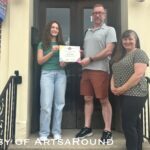 Teays Valley sophomore Briar Furby receives the ArtsaRound Pre-Collegiate Scholarship for 2025. She will be attending summer art workshops at the McConnell Arts Center and Columbus College of Art and Design. Presenting the award are ArtsaRound President Dale Herron and scholarship committee member Michelle Callahan.