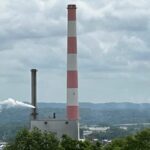 Paper mill smokestack from Grandview Cemetery- Litter Media/Mike Smith