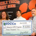 From left, SOCCO Senior Communications Specialist Cindi Remy, Waverly High School Principal Sara Ramsey, and Waverly High School Assistant Principal and COPE Coordinator Brack Montgomery. While housed at the high school, the COPE program helps students in all grades at Waverly. Photo submitted by SOCCO