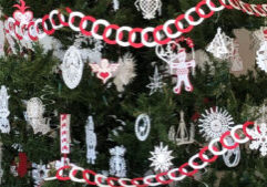 The paper ornaments on the Christmas Tree in December 2018 at the Ross County Heritage Center, Chillicothe, Ohio. Dan Ramey/Litter Media