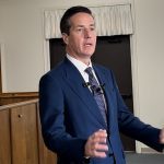 Sen. Bernie Moreno talks with reports at the USW Local 731 Union Hall in Chillicothe. Dan Ramey/Litter Media