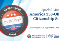 Ohio schools able to use America 250-Ohio design on the diplomas of students who earn Ohio’s Citizenship Seal this year